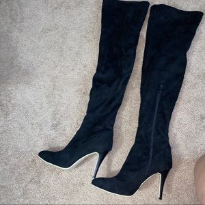 Over the knee black suede boots